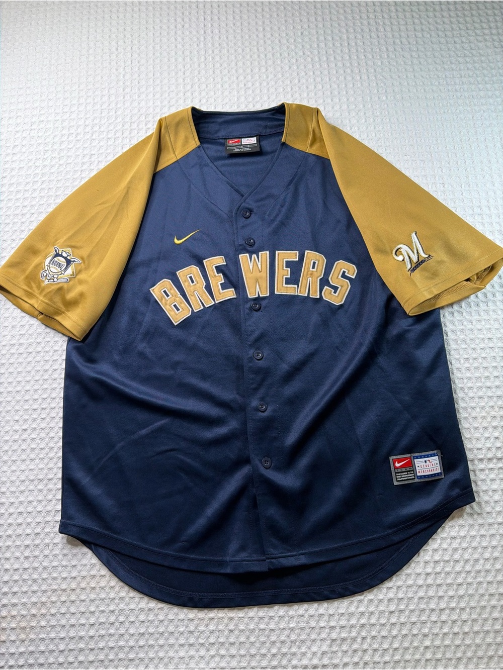 Nike Team Milwaukee Brewers Jersey Stitched Patches National High Quality L(406)